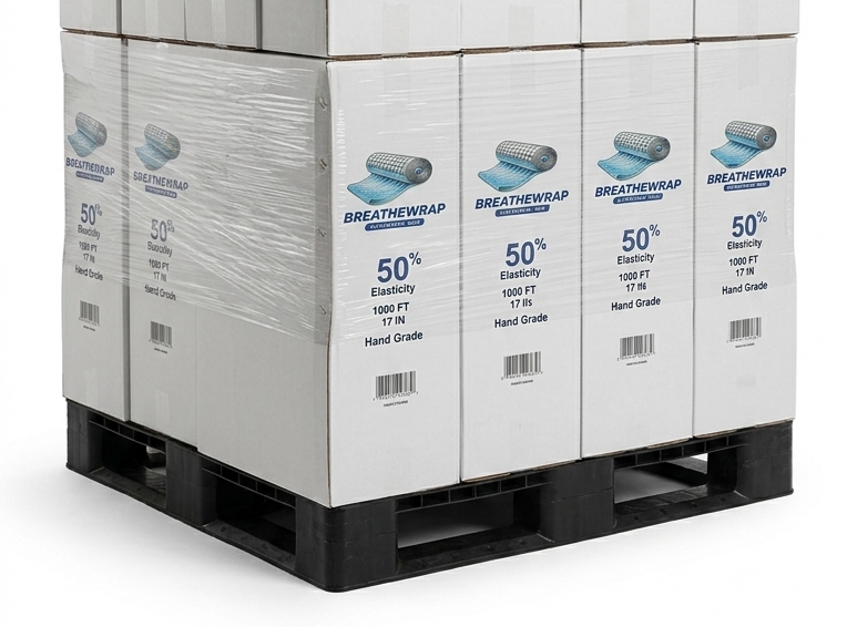 Pallet of BreatheWrap LiteStretch Extend Hand-Grade Vented Stretch Wrap - 50% Stretch | 1,000ft - Image 4