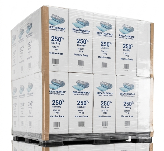Pallet of BreatheWrap PowerStretch Machine-Grade Vented Stretch Wrap - 250% Stretch | 3540FT - Image 4