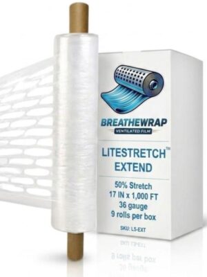 BreatheWrap LiteStretch Extend Hand-Grade Vented Stretch Wrap - 50% Stretch | 1,000ft
